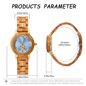 Boîtier <span class=keywords><strong>en</strong></span> acier inoxydable avec logo personnalisé, <span class=keywords><strong>lunette</strong></span> <span class=keywords><strong>en</strong></span> <span class=keywords><strong>bois</strong></span> d'olivier, étanche 3ATM, mouvement à quartz Miyota, dernier design pour femmes - Product Image 6