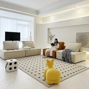 Crema viento Tofu tela Reversible Sleeper sofá seccional madera comprimido extensible reclinable sofá Modular Living Villa - Product Image 1