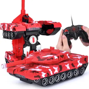 Electric transformer tank robot RC truck rotary friction power play Army car toy children camouflage military RC car