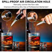 Becs Verseurs en Acier Inoxydable pour Bouteilles d'Alcool, d'Huile et de Vinaigre, avec Bouchons Anti-Poussière en Caoutchouc – Outils de Bar pour Cocktails