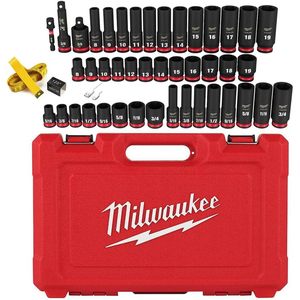 Jeu de douilles profondes à 6 points en acier forgé de 3/8 po pour vannes à cliquet, 43 pièces, avec accessoires, pour usage intensif Shockwave - Product Image 4