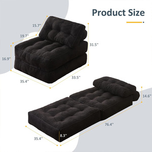 Nối Dài Châu Âu nhung Bìa một chỗ ngồi sofa giường có thể gập lại rộng rãi lật mở <span class=keywords><strong>futon</strong></span> cho phòng ngủ của khách nệm - Product Image 6
