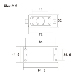 Mini micro électrique à deux lignes, 8 trous, basse, Humbucker, manche/pont, noir - Product Image 4