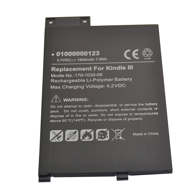 3.7V 1900mAh Replacement GP-S10-346392-0100 170-1032-01 170-1032-00 Kindle 3 Kindle III Battery for E-book E-reader