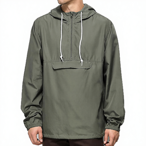 Vêtements de rue à marque privée, vente en gros, coupe-vent enduit, personnalisation, fermeture éclair quart, veste de sport athlétique à capuche - Product Image 1