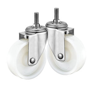 75 mm 100 mm 125 mm Mittelschwere Edelstahl-Lenkrolle aus Nylon mit Gewindestift und Totalfeststeller - Product Image 6