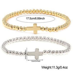 Ensemble <span class=keywords><strong>de</strong></span> bijoux pour couples Go2boho, bracelet promesse au petit doigt, charme croix, perles plaquées or, bracelet élastique, cadeau <span class=keywords><strong>de</strong></span> la Saint-Valentin - Product Image 6