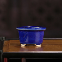 Pot de fleurs en porcelaine violette émaillée en gros - Mini pot créatif à trois pieds, à bouche ronde, pour table ou sol, idéal pour plantes succulentes et bonsaïs de jardin