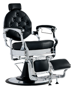 Sillón de Barbería de Lujo Negro y Dorado con Costuras de Diamantes, Sillón de Salón Hidráulico Reclinable con Reposapiés de Luxmars - Product Image 4