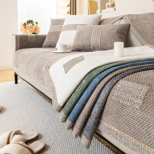 Color sólido Chenille sofá toalla antideslizante sala de estar sofá cojín reemplazo sofá cubierta - Product Image 2