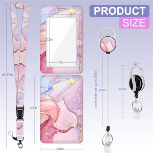 In stock: <b>Pink</b> marble 360-degree rotating easy-pull buckle mountaineering keychain cover with detachable lanyard. - Product Image 5