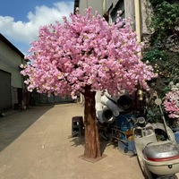 Pohon Bunga Sakura Plastik Merah Besar Berkualitas Tinggi Ramah Lingkungan Tahan Lama untuk Dekorasi Dalam Ruangan, Pernikahan, dan Natal