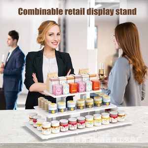 Tiered Wooden Display Rack 3 Floors Multipurpose Storage <b>Shelf</b> For Kitchen Food Container <b>Standing</b> Type Rectangle Durable - Product Image 2