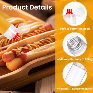 500g Squeeze Food Grade PET Honey <b>Sauce</b> Oil Bottle Leakproof Lid Hot Stamping Customized Take-away Jar Flat Shape OEM Available - Product Image 3