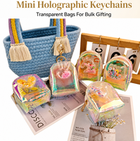 Mini porte-monnaie holographique à effet sable mouvant, porte-clés transparent en PVC laser, petite pochette zippée, breloque de sac, rangement pour rouge à lèvres, pendentif pour fille