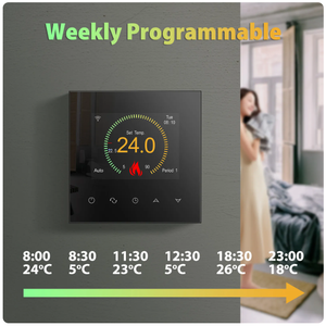Tuya wifi hàng tuần chương trình phòng sưởi ấm sàn nhiệt với đầy màu sắc màn hình cảm ứng và đa ngôn ngữ hiển thị - Product Image 3
