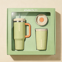Nouveau Mug de Voyage en Acier Inoxydable 40oz avec Couvercle à Paille Rotative et Logo Personnalisé, Gobelet de Voiture avec Poignée, Ensemble de Tasses à Café