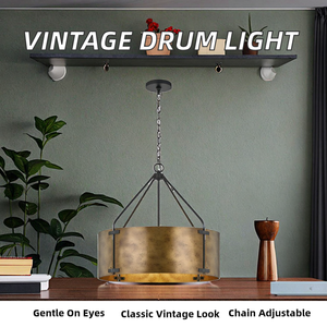 Lámpara Colgante de Techo Estilo Industrial Vintage, de Metal, Tipo Tambor, Rústica, Decorativa, para Isla de Cocina, Decoración del Hogar - Product Image 2