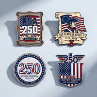 Épingles de revers commémoratives du 250e anniversaire de l'Amérique, personnalisées en métal émaillé, fabrication OEM en Chine, pour collection