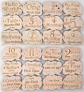 Disques <span class=keywords><strong>de</strong></span> 100 pièces en bois massif, cartes multifonctionnel, jeu éducatif, signes <span class=keywords><strong>de</strong></span> <span class=keywords><strong>grossesse</strong></span> mensuelle pour bébés - Product Image 2