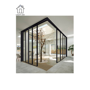 Liga de alumínio durável Material Cozinha Varanda L-Shaped Deslizante Interior Vidro Temperado Design Horizontal Impermeável Terminado - Product Image 6