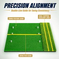 Tapis de frappe de golf avec marquages, une plaque de frappe auxiliaire, un tapis d'entraînement et d'enseignement de golf multifonctionnel avec double surface en gazon.