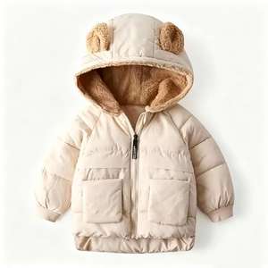 Vêtements d'extérieur pour enfants en coton à capuche avec oreilles d'ours, mignons, pour garçons et filles, de haute qualité, épais et coupe-vent, vente en gros - Product Image 2