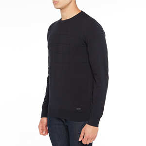 เสื้อสเวตเตอร์แขนยาวของผู้ชายลวดลายสีพื้นเทคนิคการย้อมเส้นด้าย - Product Image 2