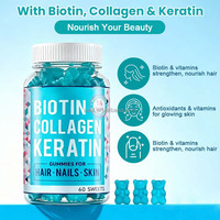 Complément alimentaire en gommes à la biotine, au collagène et à la kératine pour adultes, antioxydant quotidien, croissance saine des cheveux, renforcement des ongles, soin de la peau, 60 gommes