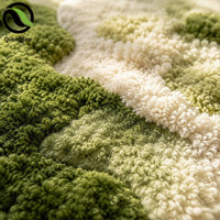 QIANQIAO Moderner Skulpturaler Hochwertiger 3D-Textur Grüner Woll-Öko-Teppich in Moosform für Nordisch-Minimalistische Inneneinrichtung