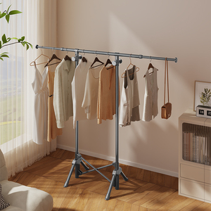 Appendiabiti in Metallo Semplice e Rinforzato per Interni/Esterni, Stendibiancheria a Palo Singolo <span class=keywords><strong>da</strong></span> Pavimento a <span class=keywords><strong>Soffitto</strong></span> per Balcone e Dormitorio - Product Image 5