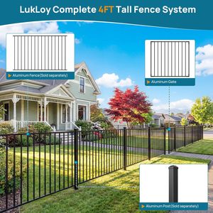 Portail <span class=keywords><strong>en</strong></span> aluminium avec loquet et charnière à fermeture automatique, finition thermolaquée noire texturée, <span class=keywords><strong>kit</strong></span> de portail découpable pour jardin, patio - Product Image 5