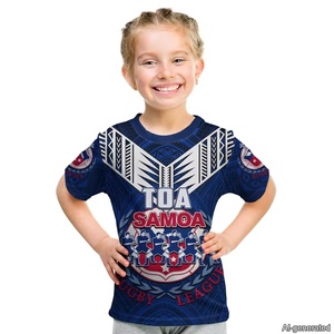 Personalizzato personalizza <span class=keywords><strong>testo</strong></span> <span class=keywords><strong>e</strong></span> numero Samoa Kid T Shirt alta qualità elastico Comfort ragazzi ragazze manica corta T-Shirt Drop Ship Tee - Product Image 2