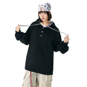 Felpa scozzese con cappuccio Double face da uomo stile coreano con colletto alla moda con botton Up Top Unisex - Product Image 5