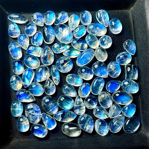 Pierre précieuse naturelle en pierre de lune, cabochon taille ovale, blanc neige poli, 6x8mm, 1.00CT, pour la fabrication de bijoux, fournisseur en gros - Product Image 1
