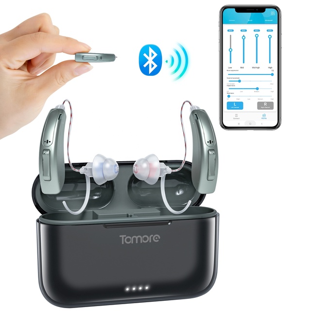 Best Selling Rechargeable Digital Hearing Aid with bluetooth Noise Reduction and App Control for Seniors Hearing Loss Solution