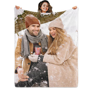 Персонализированное одеяло с фотографией — фланелевый плед с HD-печатью и надписью для подарка жене, мужу, девушке, парню - Product Image 1