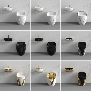 Nouvelle toilette <span class=keywords><strong>WC</strong></span> monobloc en céramique, forme œuf, à poser au sol, avec chasse d'eau à jet siphonique, pour salle de bain d'hôtel - Product Image 3