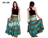 Sari en soie de style occidental, jupe longue à volants superposés - Jupe en soie vintage indienne à volants - Jupe à volants pour la danse espagnole