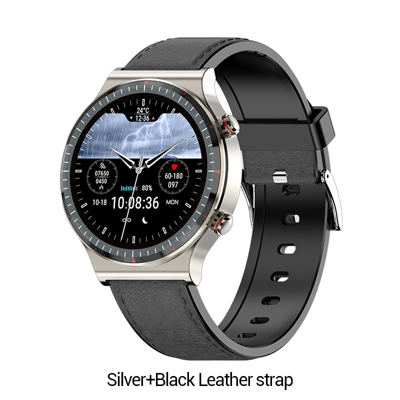 Silbernes + schwarzes Leder armband