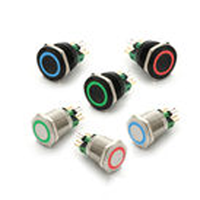 ELEWIND Bouton-poussoir anti-vandalisme à 3 LED RGB en aluminium noir et acier inoxydable de 25 mm, protection IP65, 100 000 cycles