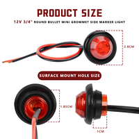 Feux arrière ronds en gros pour voitures et camions 12V-24V, feux d'avertissement latéraux avant et arrière pour camions, pick-ups, VTT et bateaux
