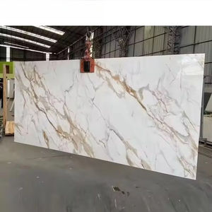 Texture de marbre naturel Lamina Marbre artificiel Pierre de sol Ciment Marbre Calacatta Or Panneau mural Wpc Pierre frittée - Product Image 2