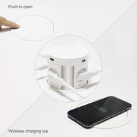 Système de prise de courant encastrable pour table de conférence avec fonction rétractable, 4 prises et 2 ports USB, usage commercial