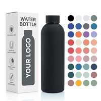 Bouteille d'eau moderne en acier inoxydable gris avec couvercle en bambou, anti-fuite, réutilisable, grande capacité, gourde de sport pour le bureau et l'école