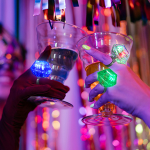 <strong>White</strong> Plastic Hard Diamond Flashing LED Party Light Ring Earth Day Ramadan Festive Celebrations Finger <strong>Glow</strong> <strong>Sticks</strong> Rings - Product Image 4
