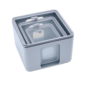 Juego de Recipientes de Almacenamiento de Alimentos de Polipropileno Azul Cuadrado de Grado Alimenticio, Duradero, Práctico y Elegante para Cocina - Product Image 1