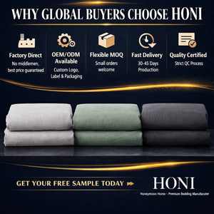 HONI Ensemble de housse de <span class=keywords><strong>couette</strong></span> classique en coton 100% teint en fil, tricoté texturé, 140 g/m², 200 fils/cm², respirant, écologique, toutes saisons, entretien facile - Product Image 3