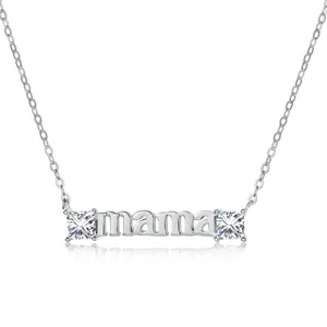 Dylam New Minimalist Design Mama Collection Mothers Day Gifts Mama 18K Gold Plated Diamond 5A CZ Zircon Pendant Necklaces
