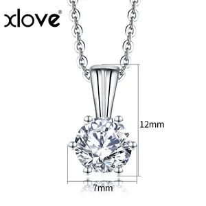 Colar de prata esterlina 925 Moissanite personalizado com pingente de diamante e joia de casamento para mulheres, personalizado premium e brilhante